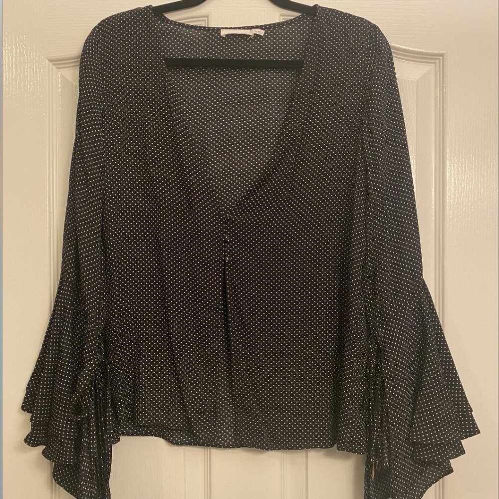 Black and White Polka Dot Long Sleeve Blouse